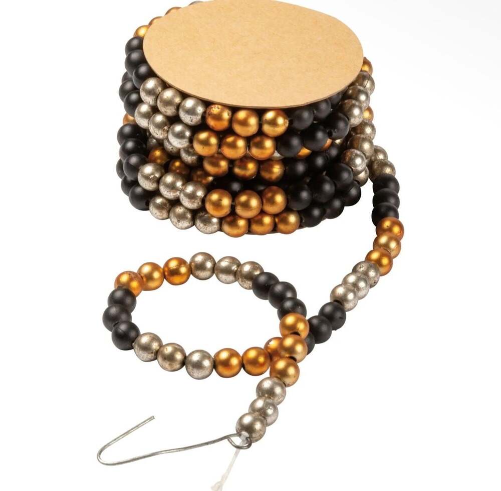 Black Silver Orange Beaded Garland